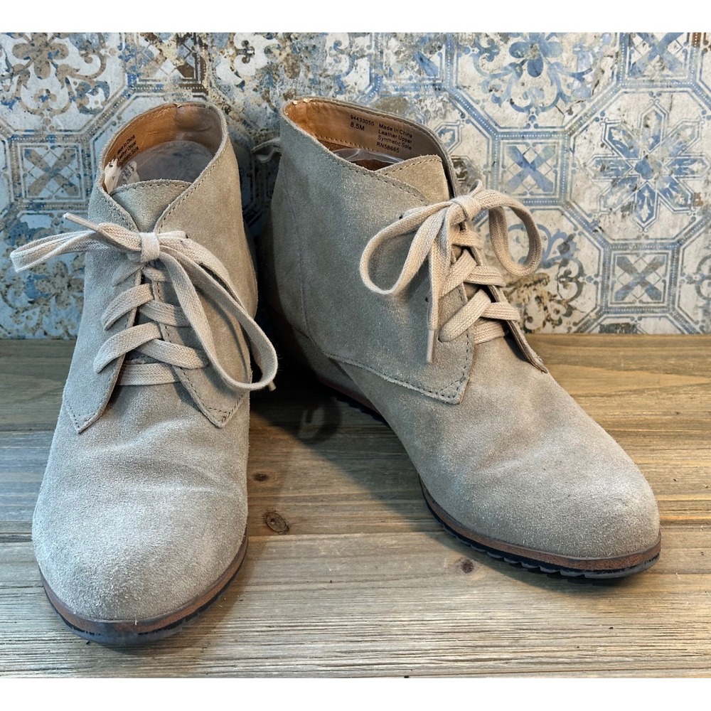 Susina Suede Wedge Booties Womens 8.5 Taupe Excellent